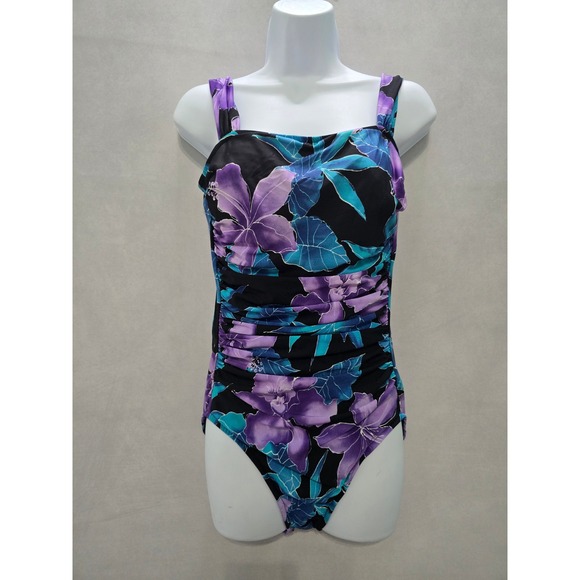 Trimshaper Other - Floral 90s Vintage One Piece Swimsuit Boho Vacation Beach Goth Y2K Cottage 12